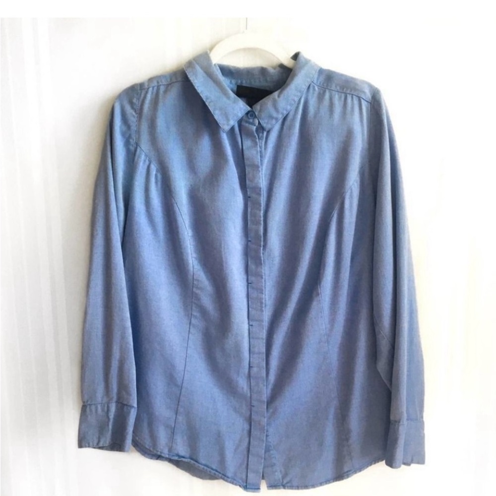 ⭐️Lane Bryant Button Down Long Sleeve Top Blue Size 18